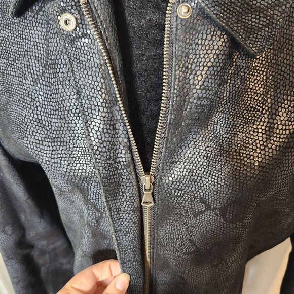 BERNARDO Y2K Vintage Womens Medium Snake Print Suede Leather Zip Front Jacket - Picture 3 of 9